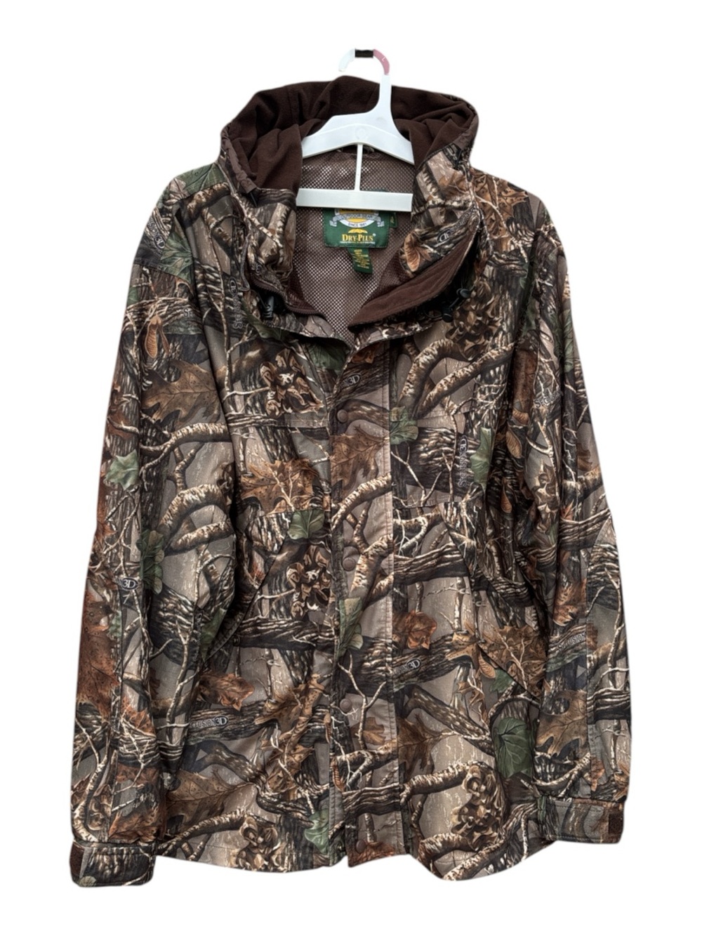 Cabela’s Seclusion 3D Dry Plus Camo Hooded Hunting Jacket-Full Zip Snap Over